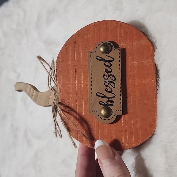 WOODEN PUMPKIN ๐ DECORATIVE -- BLESSED. - Picture 1 of 4